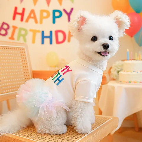 Pet Dog Birthday Easter Dress Polyester Mesh Tutu Skirt For Small Medium Dogs Party Bunny Egg Print Clothing For Puppy