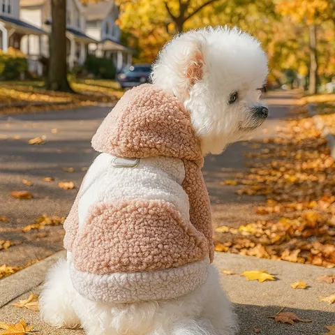 Sweat à Capuche Chaud pour Chien Polaire Sherpa Vêtements d'Hiver pour Chiot Avec Anneau de Traction D Veste à Capuche pour Animaux