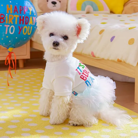 Pet Dog Birthday Easter Dress Polyester Mesh Tutu Skirt For Small Medium Dogs Party Bunny Egg Print Clothing For Puppy