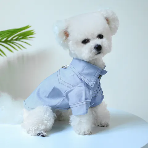 Camisa de Denim Casual para Mascotas Con Anillo en D para Perros y Gatos Pequeños y Medianos Cierre de Botón Cómodo Ropa de Moda para Cachorros