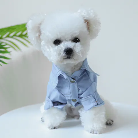 Camisa de Denim Casual para Mascotas Con Anillo en D para Perros y Gatos Pequeños y Medianos Cierre de Botón Cómodo Ropa de Moda para Cachorros