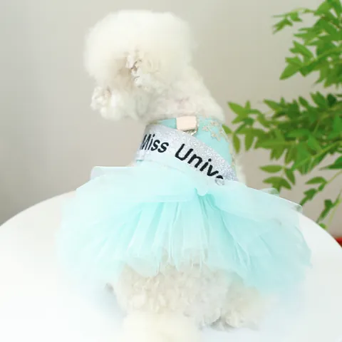 Elegantes Haustierkleid Blumenstickerei Ärmellos Prinzessin Tutu Rock Für Kleine Hunde Katzen Geburtstag Hochzeit Party Kleidung