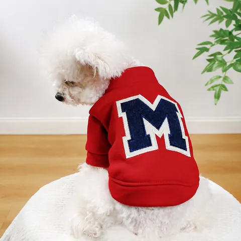 Warm Pet Dog Cat Winter Fleece Hoodie Collegiate Letter Embroidery Sweatshirt Two Legged Puppy Clothes With Metal D Ring Hook