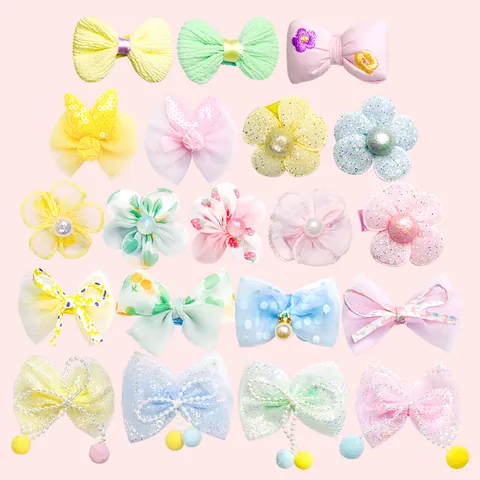 Schattige Huisdier Strik Haarspelden Kunstparelketting Set Voor Kleine Honden Katten Maltese Teddy Puppy Haaraccessoires