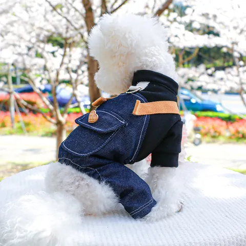 Overol para Perro Punk Mono Hoodie Patchwork de Mezclilla Con Anillo en D para Correa para Perros Pequeños Medianos Atuendo de Moda Negro Beige