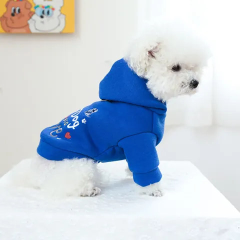 Felpa con Cappuccio per Cani in Morbido Pile Ricamato Motivo Small Dog BIG Love Peace On Earth Caldo Autunno Inverno Cucciolo Gatto Pullover