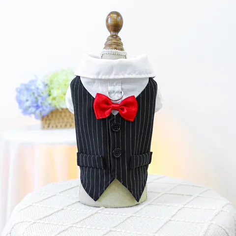 Huisdier Gentleman Tuxedo Pak Met Vlinderdas Gestreepte Hond Kat Formele Kleding Voor Bruiloft Feest Kleine Middelgrote Dieren
