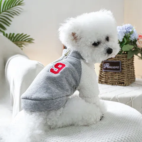 Huisdier Hond Kat Hoodie Sweatshirt Contrast Fleece Mouwen Halve Rits Warme Sportieve Jas Voor Kleine Middelgrote Honden Puppy Kleding