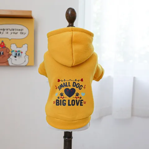 Felpa con Cappuccio per Animali Domestici Foderata in Pile Calda Felpa per Cani Piccoli Gatti Stampa di Lettere Abbigliamento Cuccioli Autunno Inverno Morbido Poliestere