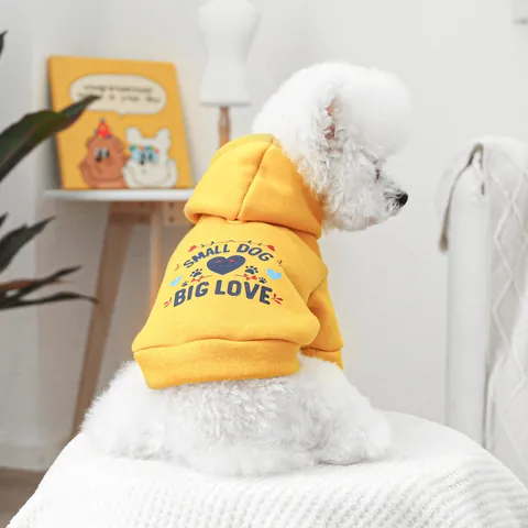 Felpa con Cappuccio per Animali Domestici Foderata in Pile Calda Felpa per Cani Piccoli Gatti Stampa di Lettere Abbigliamento Cuccioli Autunno Inverno Morbido Poliestere