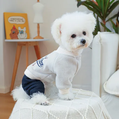 Ensemble de Sport pour Chien et Chat Sweat en Polaire Pantalon Gaufre Broderie Étoile New York Vêtements Chauds Automne Hiver