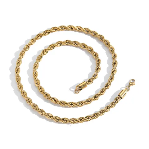 Stainless Steel Rope Chain Necklace For Men Women Hip Hop Twist Chain Vacuum Plated Gold Silver Black Rose Gold Fashion Jewelry