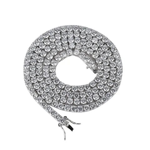 Cadena De Tenis Hip Hop Con Zirconia Collar Pulsera Para Hombres Mujeres Joyas De Cobre Chapadas En Oro Plata Oro Rosa