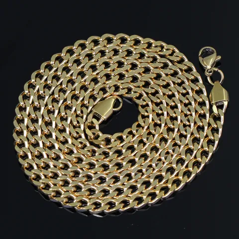 Collier Unisexe Hip Hop Maille Gourmette en Acier Inoxydable Plaqué sous Vide Bijoux Streetwear Or Argent Noir