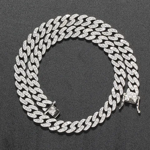 Iced Out Cuban Link Chain Necklace For Women Men Copper Zirconia Hip Hop Jewelry Gold Silver Rose Gold Plated Necklace Gift