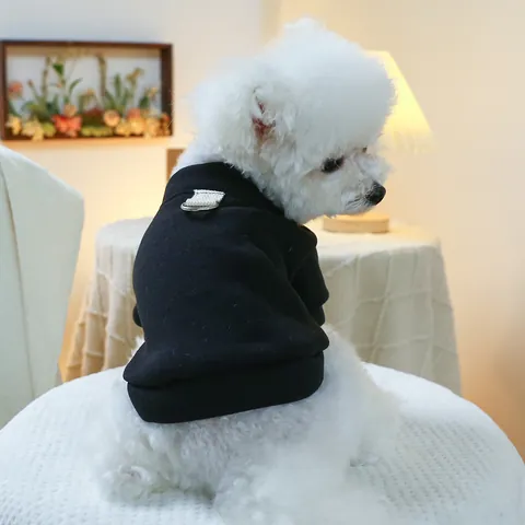 Pet Dog Cat Sweatshirt With Metal D-Ring For Leash Warm Fleece Lined Casual Puppy Clothing Soft Snap Button Coat For Small Dogs