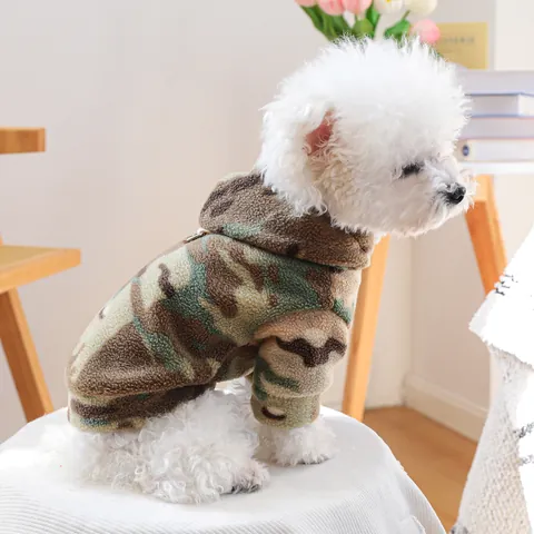 Camouflage Haustier Kapuzenpullover Mit D-Ring Winter Warm Fleece Hundebekleidung Für Kleine Hunde Katzen Kapuzensweatshirt