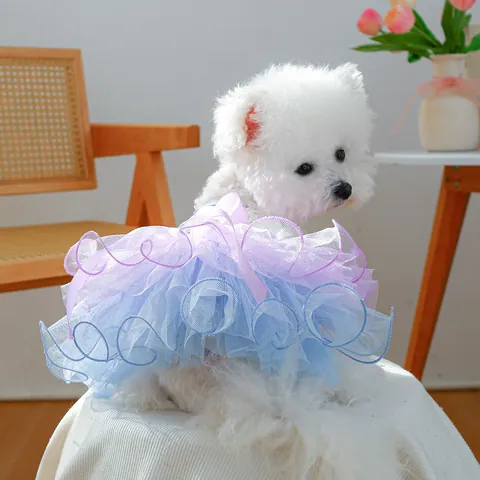 Pet Dog Cat Princess Dress Lace Mesh Sequin Bowknot Skirt For Small Medium Dogs Puppy Clothes Birthday Wedding Party Outfit