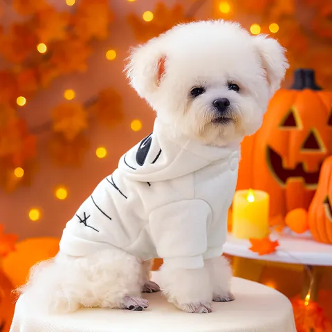 Halloween Haustier Kapuzenpulli Lustig Cartoon Stickerei Hunde Sweatshirt Warm Fleece Katzen Verwandlung Kostüm Für Welpen
