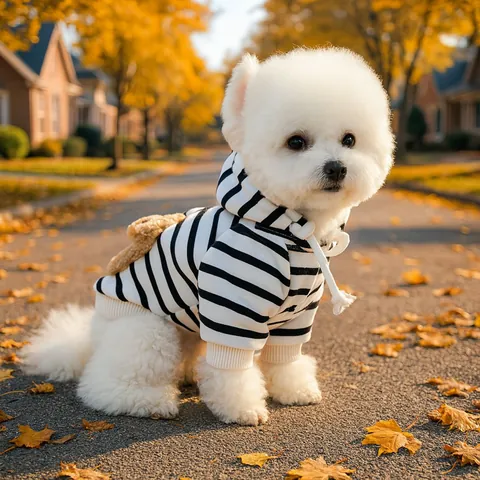 Haustier Gestreifter Hoodie Warmer Winter Hund Sweatshirt Mit Lammwolle Tasche Katzenkleidung Für Kleine Hunde Welpen Pullover