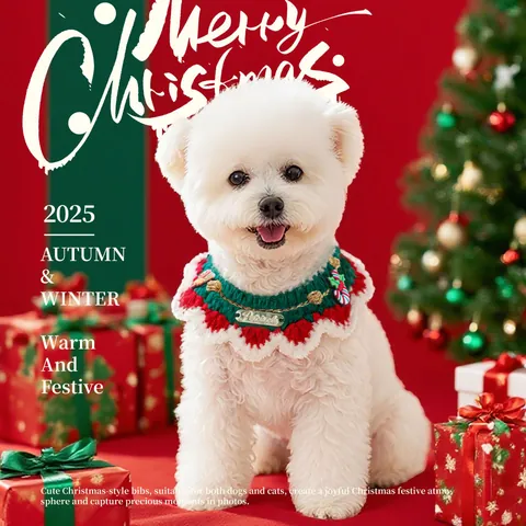 Christmas Halloween Pet Collar Scarf For Dogs Cats Knitting Bowknot Neck Strap Festive Party Costume Accessories