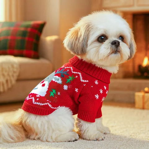Christmas Halloween Pet Sweater Knitted Acrylic Dog Cat Clothes Winter Warm Reindeer Pumpkin Tree Heart Pattern Jumper Apparel