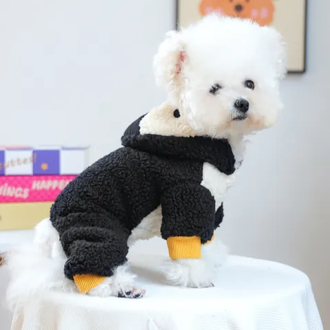 Pinguin Cartoon Haustier Verwandlung Kostüm Sherpa Fleece Warmer Overall Mit Kapuze Winterkleidung Für Kleine Hunde Katzen