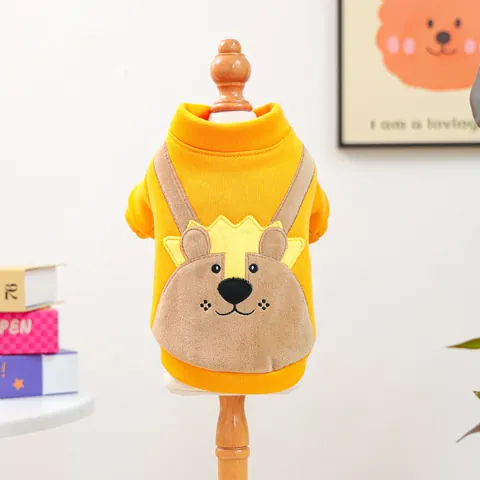 Cute Cartoon Pet Sweatshirt Warm Fleece Dog Cat Clothes Lion Elephant Panda Pattern Winter Autumn Puppy Kitten Clothing
