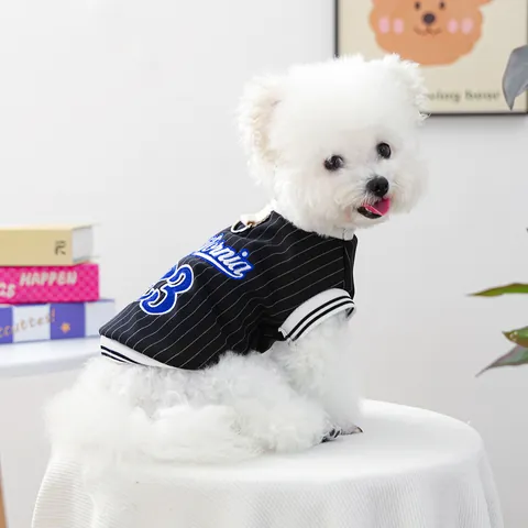 Gilet per Animali Domestici Stile Baseball California 23 Maglia per Cani a Righe in Poliestere Traspirante Con Anello a D