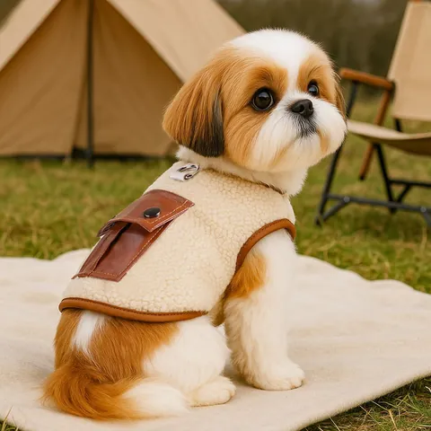Warme Huisdier Sherpa Lamswol Vest Met PU Leer Zak Patchwork Hond Kat Verdikte Winterjas Outdoor Lijn D-Ring Jas