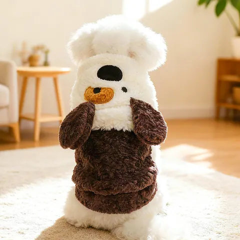 Sudadera con Capucha para Perro de Dibujos Animados Abrigo de Felpa Cálido de Invierno para Perros Pequeños Gatos Ropa Cómoda