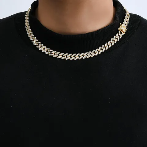 Hip Hop Iced Out Cuban Link Chain Necklace Bracelet For Men Women Copper Micro Pave Zirconia Bling Jewelry Accessories Gift