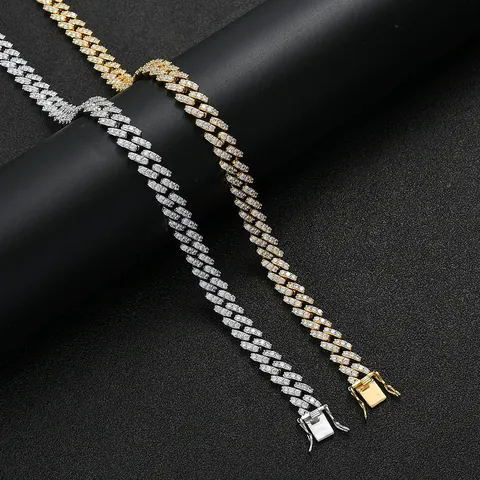 Hip Hop Iced Out Cuban Link Chain Necklace Bracelet For Men Women Copper Micro Pave Zirconia Bling Jewelry Accessories Gift