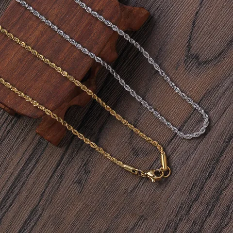 Minimalist Stainless Steel Rope Chain Necklace For Men Women Hip Hop Twist Chain Jewelry Gold Silver Black Rose Gold Plated