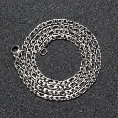 Hip Hop Stainless Steel Figaro Chain Necklace For Men Women Vacuum Plated High Polish Metal Link Chain Jewelry Accessory Gift