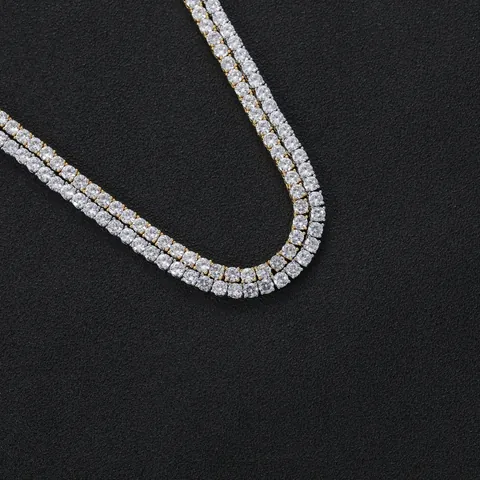 Hip Hop Iced Out Αλυσίδα Τένις Κολιέ Χρυσό Ασημί Επιχρυσωμένο Χαλκός Στρογγυλό Διαφανές Ζιργκόν Αλυσίδα για Άνδρες Γυναίκες Streetwear Κοσμήματα