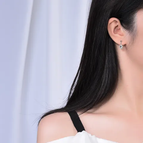 Pendientes de Botón de Copo de Nieve de Plata de Ley 925 de Lujo Con Zircón Incrustado Oro Plata Pendientes de Flores para Mujer Joyería Elegante Regalo