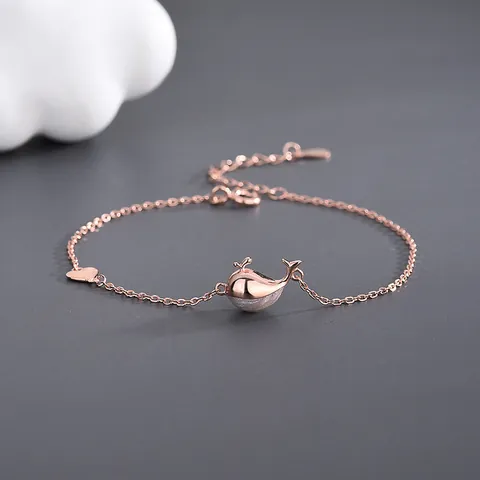 S925 Sterling Silver Whale Pendant Necklace Bracelet For Women Platinum Rose Gold Heart Zirconia Jewelry Accessory Gift