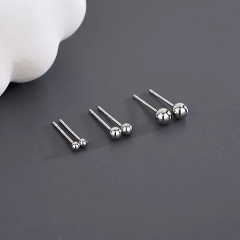 Minimalist 925 Sterling Silver Ball Stud Earrings Gold Silver Rose Gold Plated Round Bead Tiny Piercing Jewelry For Women Daily Wear