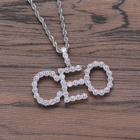 Hip Hop Iced Out Alphabet Buchstabe Anhänger Halskette Kupfer Zirkonia Mit Edelstahl Kordelkette Für Herren Damen Bling Schmuck
