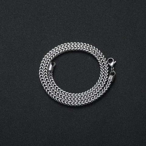 Stainless Steel Franco Link Chain Necklace For Men Women Hip Hop Jewelry Gold Silver Tone Geometric Wheat Link Chain