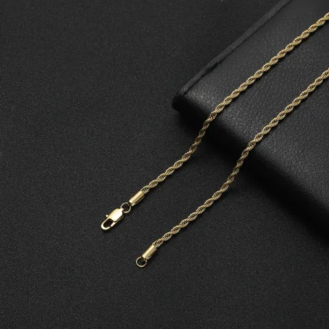 Men's 14K Gold Plated Stainless Steel Rope Chain Necklace Hip Hop Twisted Minimalist Jewelry Gift For Daily Wear Party