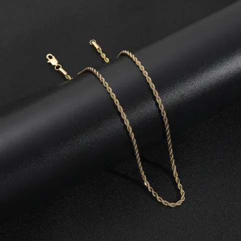 Men's 14K Gold Plated Stainless Steel Rope Chain Necklace Hip Hop Twisted Minimalist Jewelry Gift For Daily Wear Party