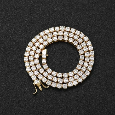 Hip Hop Copper Square Zirconia Tennis Chain Necklace Bracelet For Men Gold Silver Plated Luxury Fashion Jewelry Accessory