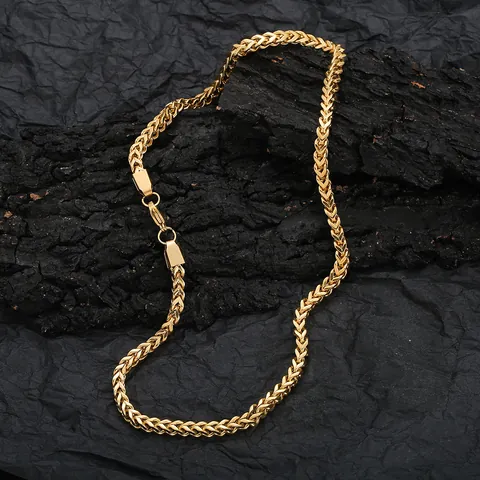 Hip Hop 5mm Polished Franco Wheat Chain Necklace For Men Women Stainless Steel Gold Silver Plated Basic Link Chain Jewelry