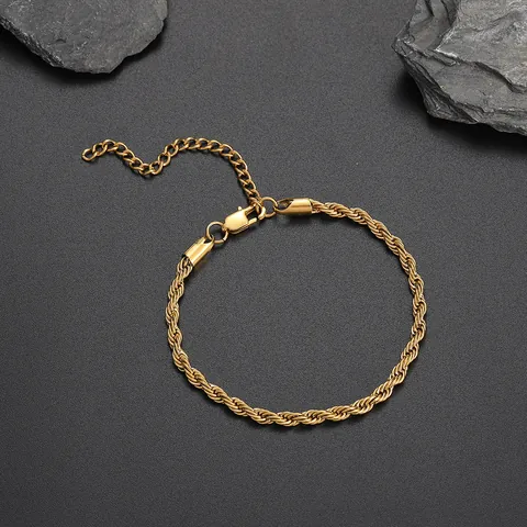 Stainless Steel Rope Chain Anklet For Women Hip Hop Twisted Foot Chain Adjustable Extension Chain Simple Jewelry Gift