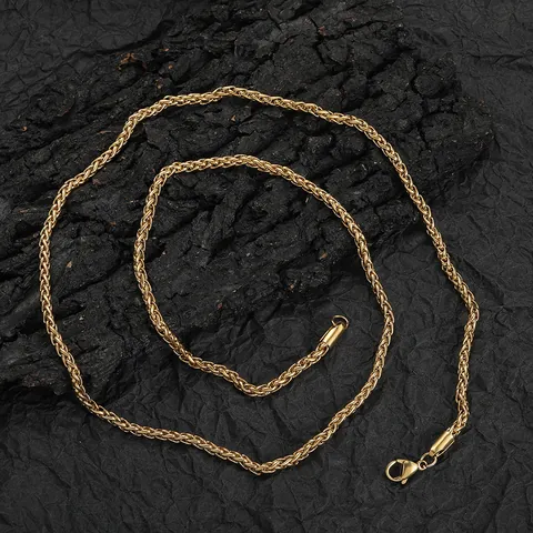 Stainless Steel Wheat Chain Necklace Hip Hop Spiga Link Chain For Unisex Minimalist Everyday Jewelry Accessories Gold Steel Color