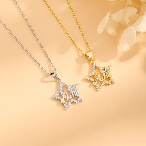 Collar Con Colgante De Estrella Mama De Plata De Ley 925 Con Circonita Mariposa Joyería De Moda Para Mujer Regalo Día De La Madre