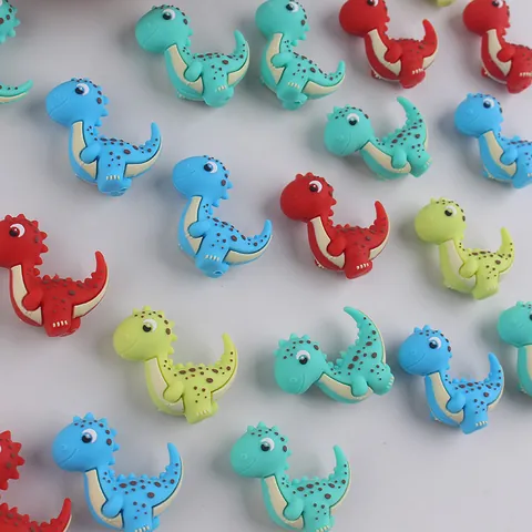 Cartoon Dinosaur Silicone Beads For DIY Jewelry Making Pacifier Chain Beadable Pen Accessories Baby Teether Soothing Pendant