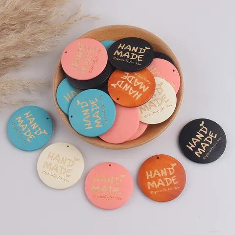 Round Wooden Hand Made Tags Engraved Wood Disc Pendants For DIY Jewelry Making Keychain Gift Mother's Day Accessories